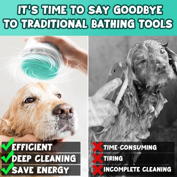 Electric Massage Bath Brush for Dogs and Cats, Efficient Cleaning Massage Bath - Picture 5 of 7